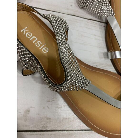 Kensie 9.5 Metallic Silver Tommie Toe Ring Sandals - Picture 7 of 8